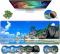 Ergonomic Keyboard Wrist Rest & Mouse Pad Wrist Rest Set, Large XXL Gaming Desk Mat 31.5"x 11.8",Non-Slip Base, Memory Foam,Easy Typing Pain Relief for Office & Home, Beaches Scene France Seychelles
