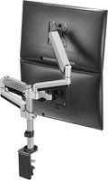 AVLT Dual 13 to 27 in Stacked Monitor Arm Desk Mount, Fits Two Flat or Curved Screens, Full Motion Height Adjustable Swivel Tilt Rotation, VESA C-Clamp Grommet Cable Management
