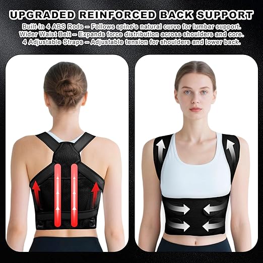 Back Brace Posture Corrector for Women and Men, Adjustable Shoulder Straightener Full Lumbar Support Belt, Upper and Lower Back Pain Relief, Scoliosis Hunchback Hump Thoracic Spine Corrector (Black S)