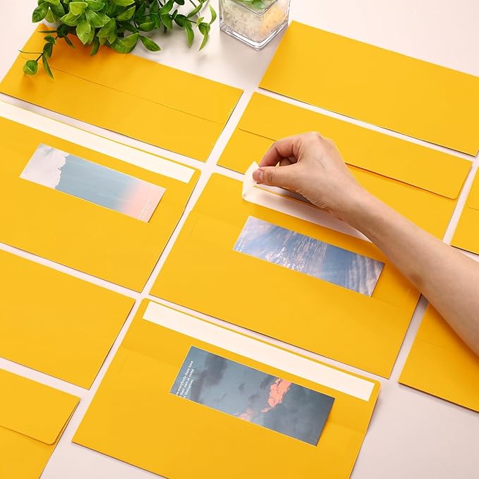 Jutom 500 Pcs Kraft Envelopes Letter Size Bulk #10 Business Strong Sealed 4-1/8 x 9-1/2 in Flap Office Printable Mailing Envelopes Windowless Invisible (Gold)