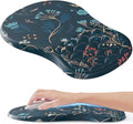 HunDun Ergonomic Mouse Pad Wrist Support, Wrist Rest Mousepad for Carpal Tunnel Pain Relief with Integrated Memory Foam Slope Massage Bulge， Mousepads for Wireless Mouse & Desk（Green Flower）