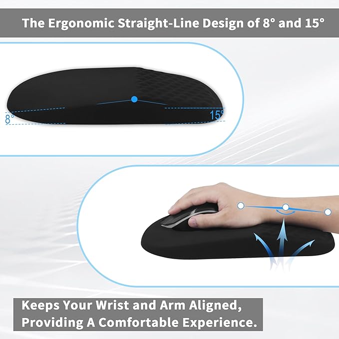 Ergonomic Mouse Pad with Wrist Support, Comfortable Memory Foam Mousepad with Massage Design and Non-Slip PU Base, Wrist Rest Mouse Pad for Office and Home, 12x8 Inch