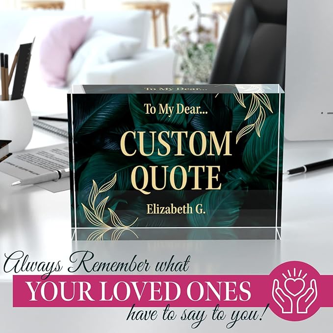 Custom Acrylic Sign Personalized, Custom Desk Name Plate, 18 Styles, (5"x7"), With Gift Box, USA Made by Acryluxe. (Luxurious)