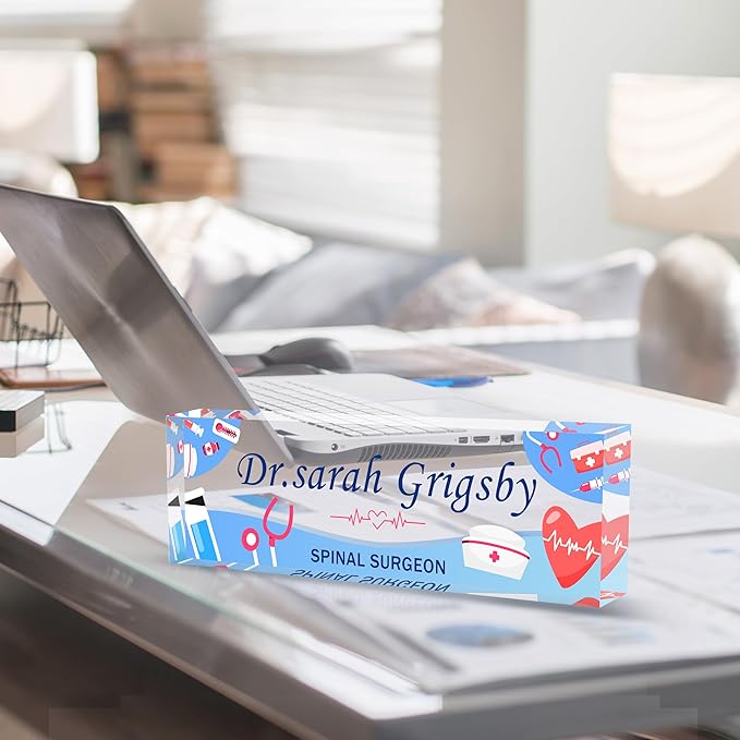 Custom Name Plate for Desk | Personalized Desk Name Plate | Personalized Boss Employee Appreciation Gifts | Acrylic Name Plate Office Desk Accessories (A-for Nurse)