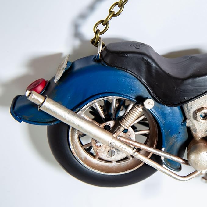 YCHTEWY-Vintage Metal Motorcycle Wall Clock - Battery Operated, Unique Home & Office Decor Gift, Stylish Art Deco Design(B)