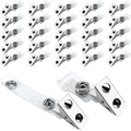 80 Pcs Metal ID Badge Clips with Clear PVC Straps,Heavy Duty Name Badge Holders with Clip,Badge Clip for Student Employee ID Badges (80)