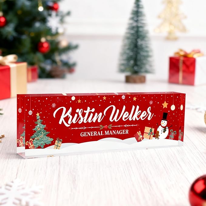 Custom Name Plate for Desk | Personalized Boss Employee Appreciation Christmas Gifts | Acrylic Name Plate Office Desk Accessories