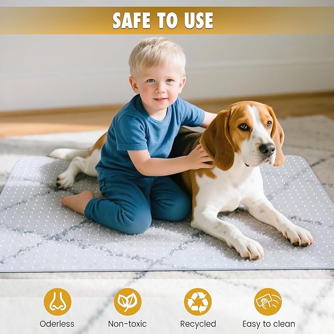 BesWin Office Chair Mat for Carpet, 2 Pack 32" x 48" Heavy Duty Hard Computer Desk Chair Mat for Carpeted Floors, Anti-Slip Carpeted Floor Protector for Home Office, Smooth Glide, Ship Flat