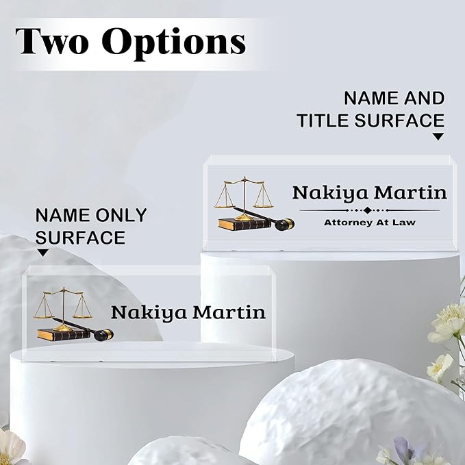 Ship Next Day-Custom Name Plate for Desk, Desk Name Plate Personalized, Acrylic Office Desk Accessories, Appreciation Gifts for Coworkers Employee Teachers Boss Women Men (Lawyer)