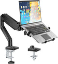 WALI Laptop Desk Mount, 2-in-1 Monitor Mount with Adjustable Laptop Tray, Fits Max 17" Notebook and 34" Computer Screen, Max Holds 22-26.4 lbs, Single Monitor Laptop Stand for Desk (GSMP001NLP), Black