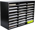 PAG Mail Sorter Organizer, Wood Literature Organizer, Student Mailbox for Classroom, Desktop Bill Paper Organizer for Office Home School, 27 Compartments, Black&White