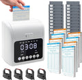 TooCust Time Clock Bundle for Small Business, Passcode Time Clock Punch Machine with 400 Time Cards, 4 Ink Ribbons, 2 Ten-Slot Time Card Racks, Auto-Align Clock in Machine for Employees