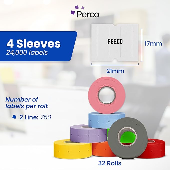 Custom Price and Date Labels for Perco Pro 2 Line Guns - Choose Color, Font and Imprint - 4 Sleeves, 24,000 Labels