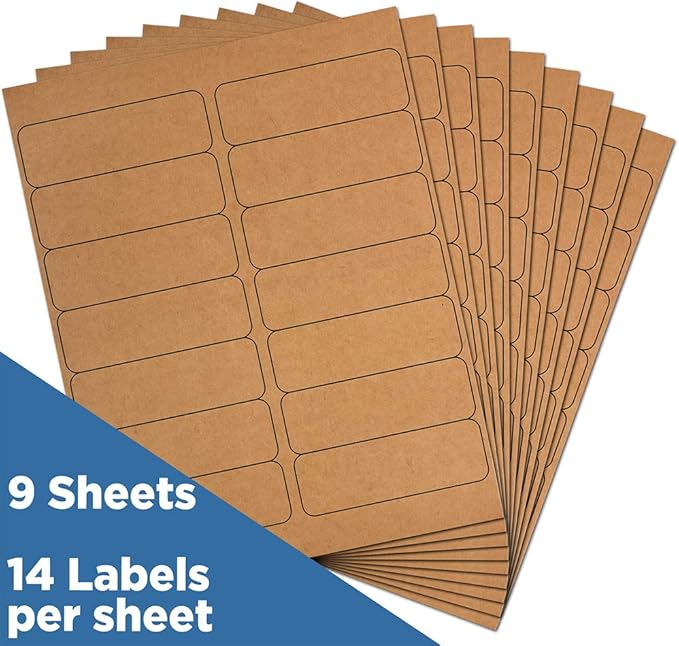 JAM PAPER Shipping Address Labels - Rectangular - 1 1/3 x 4 - Brown Kraft - 126/pack