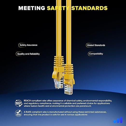 Maximm Cat 6 Ethernet Cable 3 ft (20-Pack) - High-Speed LAN Cable, Internet Cable, Patch Cable, and Network Cable - UTP, 10Gbps, 550MHz Ethernet Cord - Yellow