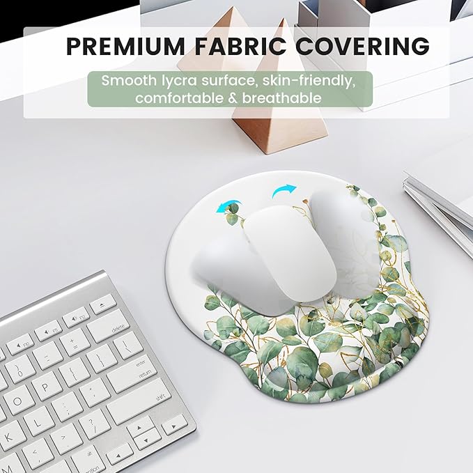iLeadon Ergonomic Mouse Pad Set with Wrist Support, Easy Typing & Pain Relief, Non-Slip Base for Computer Home, Eucalyptus