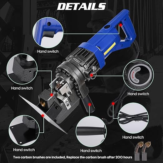 1300W Electric Hydraulic Hole Puncher, Electric Hydraulic Hole Punch for Metal Fast 2-3 Sec, Portable Steel Hole Punch with Dies Φ1/4" 3/8" 1/2" 11/16" 4/5" for Angle Iron Steel Aluminum Copper Plate