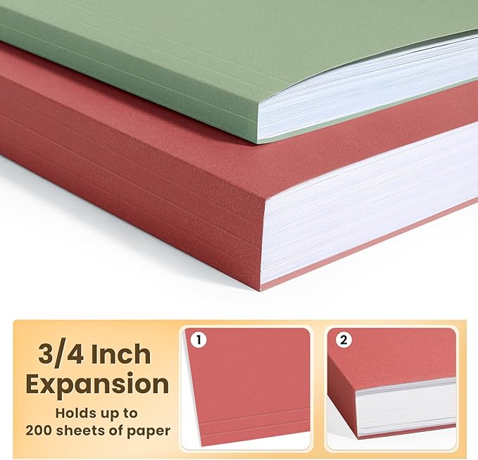 SUNEE Hanging File Folders, Retro Colors - 75 Pack, Colored File Folders Letter Size with 1/5-Cut Tabs, Ideal for Organizing Home and Office Documents