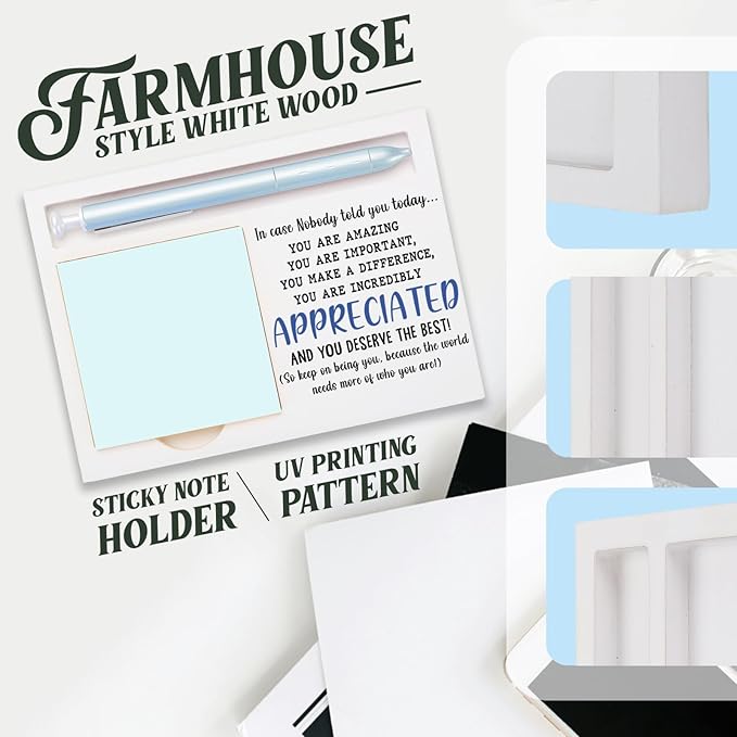 Inspirational Office Supplies Sticky Note Holder Decor, Motivational Appreciation Gifts for Women Men Self-Stick Note Pad Holders W2B38