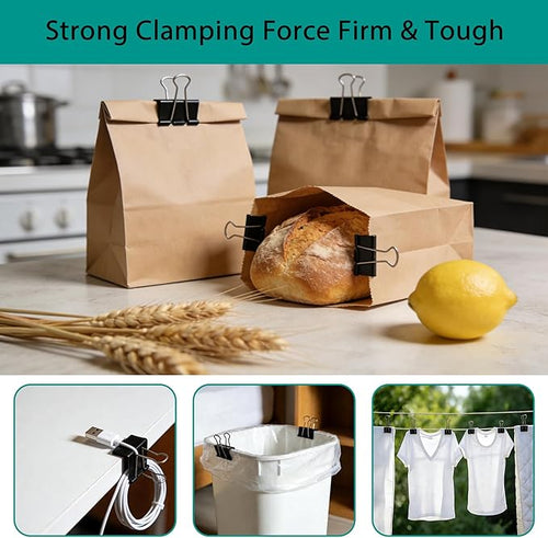 2.4 inch Wide 7" Long Jumbo Binder Clips - 12 Pack Black Extra Large Heavy Duty Paper Clamps for Office School Supplies Home Organization