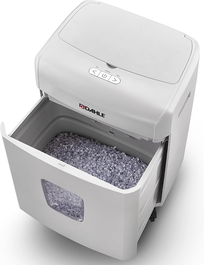 Dahle ShredMATIC SM 90 Auto-Feed Paper Shredder, Cross Cut, 90 Sheet Feed Tray, German Engineered, Jam Protection, Oil Free, SmartPower, P-4 Security, Shreds Staples/Paper Clips/Credit Cards
