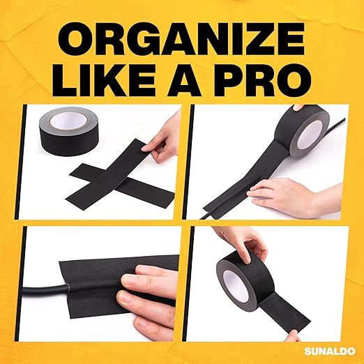 Gaffers Tape Heavy Duty, Easy to Rip, Residue-Free Professional Grade Floor Tape for Electrical Cords, Matte Finish Non Reflective, Weather Resistant (3, Black, 2" x 30 Yards)
