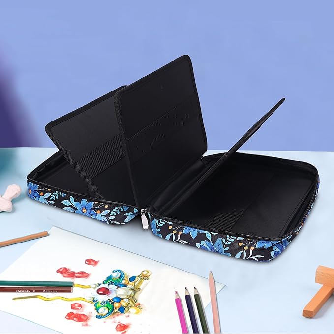 BOMKEE Coloring Pencil Case 220 Slots Pencils/Gel Pens Organizer Waterproof Travel Case Zipper Carrying Portable Pencil Markers Pen Holder Bag for Painter Writers