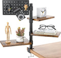 3-Tier Clamp On Desk Shelf, Adjustable 360° Rotatable Above or Under Desk Storage Shelves Holds 33 lbs, Heavy Duty Desktop Organizer with Pegboard Accessories ＆ 3 Hook for Home Office Dorm
