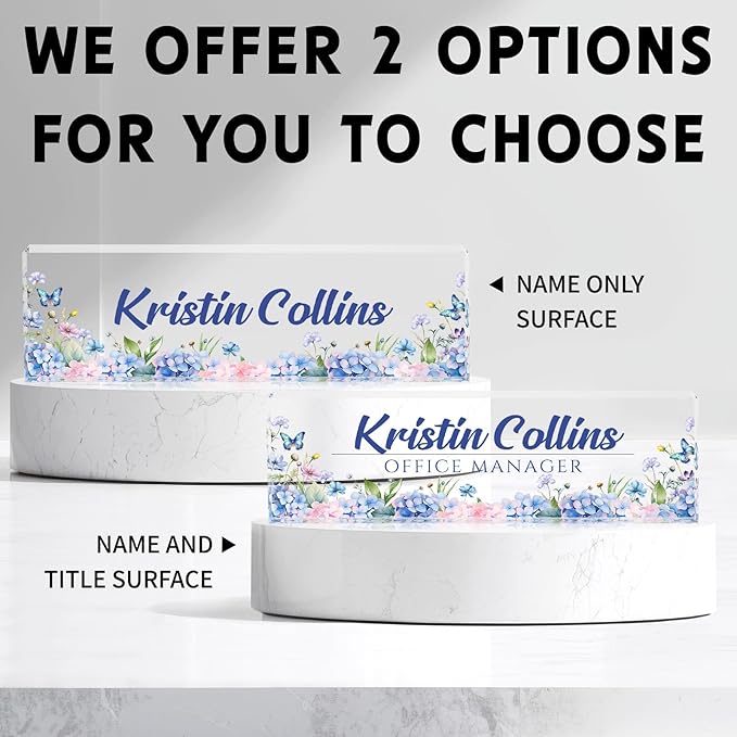 Custom Name Plate for Desk, Personalized Desk Name Plate on Clear Acrylic Glass, Appreciation Gifts for Teacher Employee Boss Coworkers Nurse, Office Desk Accessories for Women Men (Turquoise)