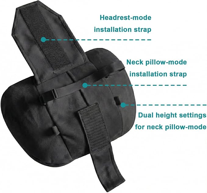2PCS Car Pillow for Car Neck Pillow for Driving Seat Lumbar Support Soft Cushion with Extra Filling Accessories Back Support for Travel Nap and Trips Sleeping(Black, Head and Lumbar)