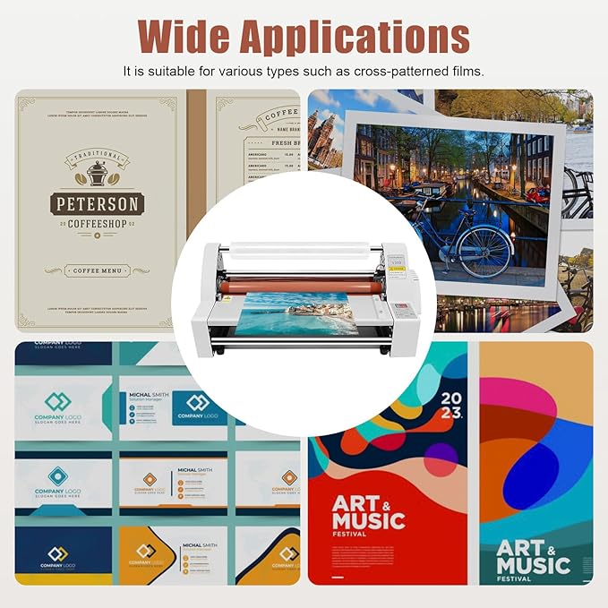 V350 Hot Cold Roll Laminator, 110V Digital Control Thermal Hot Cold Roll Laminator with 2 Heating Modes, Commercial Laminating Machine with Digital Control Panel, Used for Cross-Patterned Films