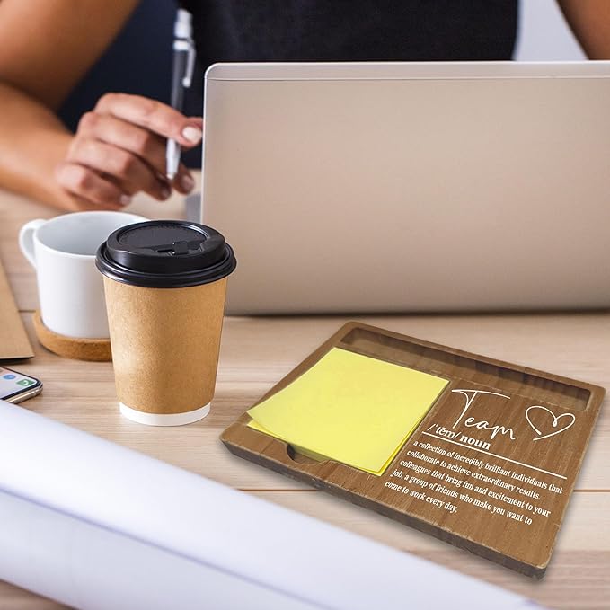 Wooden Desk Note Pen Holder, Inspirational Quotes Office Desk Decor Gift, Sticky Pen-holder for Office Home, Thank You Teachers Day Gifts for Colleague Family Friends-A05