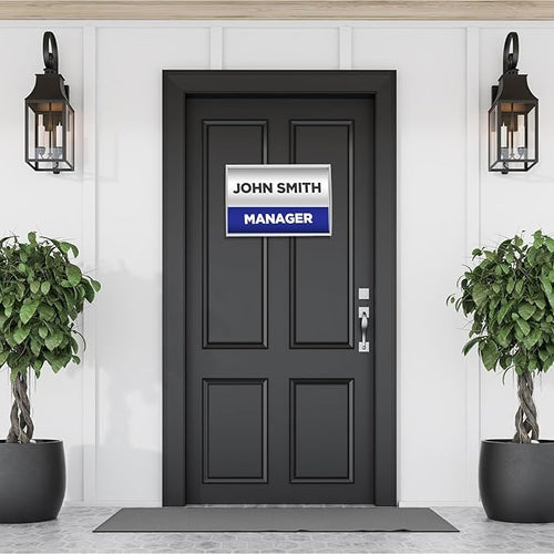 5 Pack Curved Office Business Door Sign Display, Aluminum Wall Mount Name Plate Holder with 8.5" x 11" Adhesive Tape Cubicle Office Door Name Plate Holder