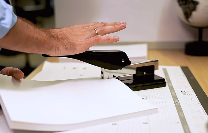 Better Office Products Heavy Duty Commercial Stapler with 2,000 Staples, Black Polished Steel, 100 Sheet High Capacity, Rounded Ergonomic Lever & Weighted Stability Base, Jam Free Large Stapler,