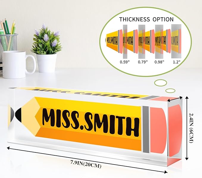 Custom Name Plate for Desk, Personalized Desk Name Plate on Clear Acrylic Glass, Appreciation Gifts for Teacher Employee Boss Coworkers Nurse, Office Desk Accessories for Women Men (Apricot)
