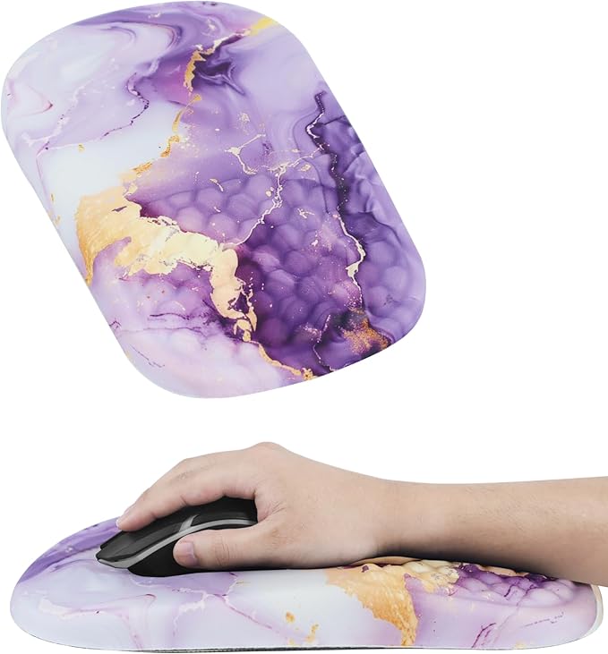 Ergonomic Mouse Pad with Wrist Support, Comfortable Memory Foam Mousepad with Massage Design and Non-Slip PU Base, Wrist Rest Mouse Pad for Office and Home, 12x8 Inch