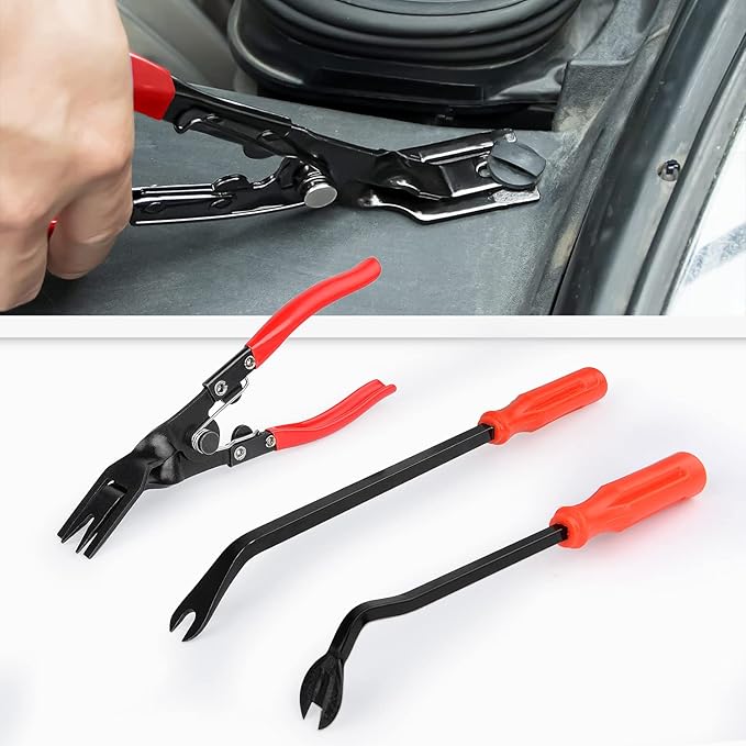 Nilight 3PCS Clip Pliers Set & Fastener Remover Auto Trim Removal Tool Kit Auto Upholstery Combo Repair Kit with Storage Bag for Car Panel Dashboard