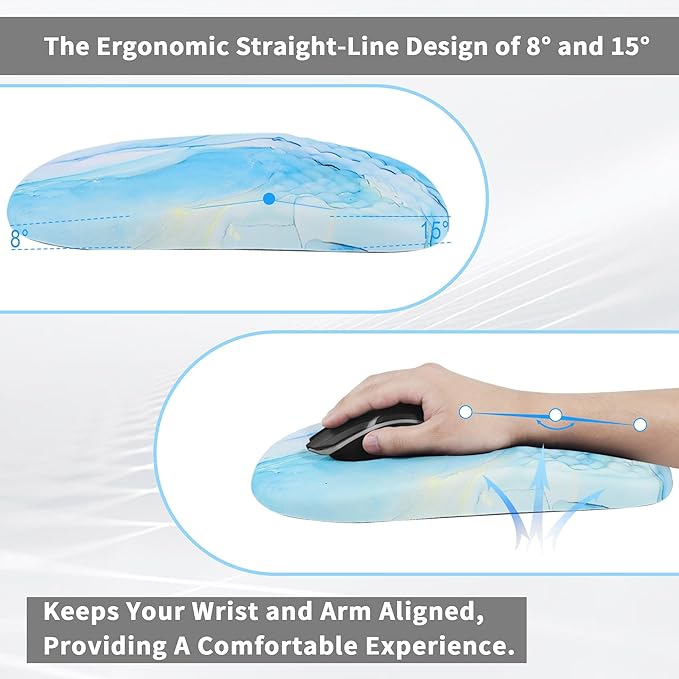 Ergonomic Mouse Pad with Wrist Rest Support, Non-Slip Mouse Pads, Suitable for Home or Office use (Blue)