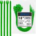XINGO 18 inch Green Zip Ties Heavy Duty (100 Pack), 60lb Tensile Strength, UV Resistant Cable Ties for indoor and outdoor use