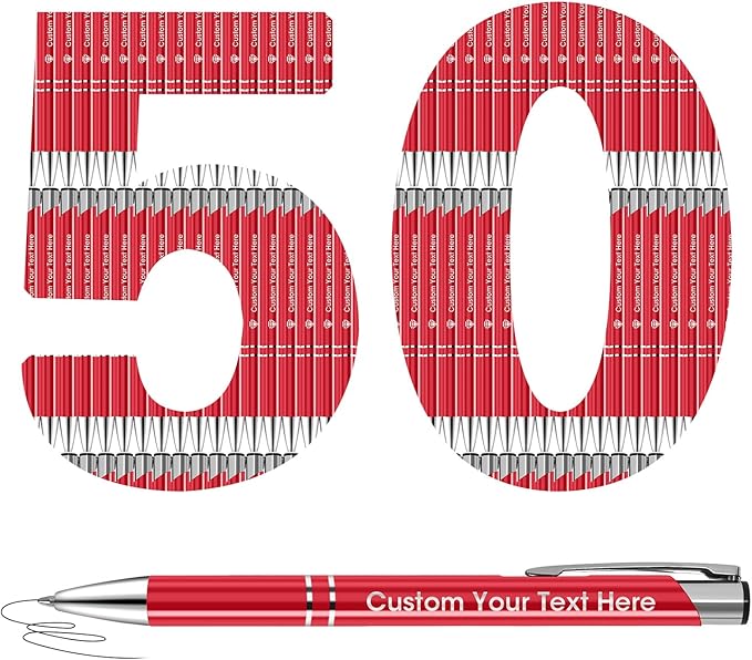ENOMY 50 Pcs Personalized Pens Bulk Custom Pens with Logo Text Name Black Ballpoint Pens Inspirational Writing Pens, Gift for Teacher Student College Office Wedding Christmas Birthday