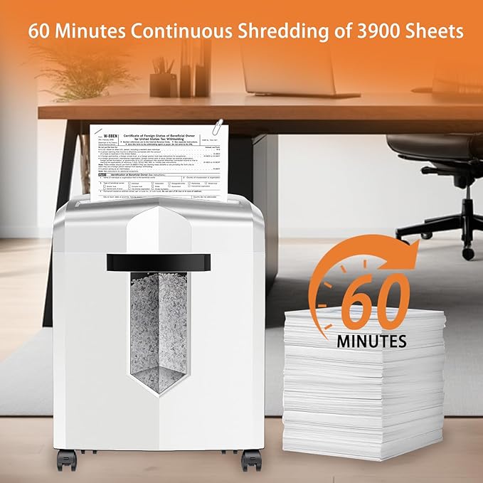 Bonsaii 12-Sheet P-4 Micro-Cut Shredder, 60-Min Continuous Use, Shreds Paper, Credit Cards & CDs, 4-Gal Transparent Bin, Mobile Casters – Black