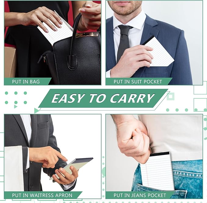 10 Pads Legal Pads 4x6 Inch Lined Ruled Perforated Writing Pad Small Notepads for Grocery List Shopping List To-Do List Narrow Rule Pad (30-Sheet/Pads) College Ruled Memo Pad Scratch Pad Lined Note