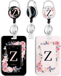 2 Pack A-Z Letter ID Badge Holder with Clip Badge Reels Retractable Heavy Duty,Keychain，ID Holder for School Nurse Office Z