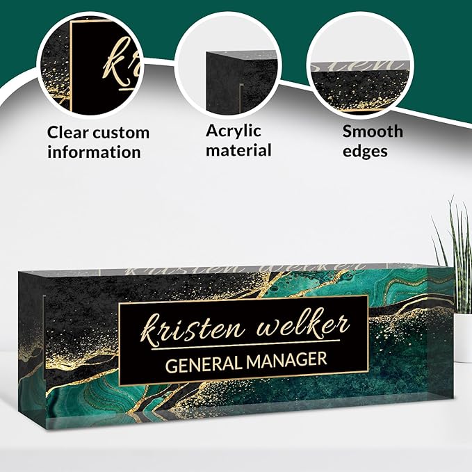 Desk Name Plate Personalized, Custom Name Plate for Desk, Acrylic Desktop Accessories, Office Gift & Decor for Women Men, Teacher Nurse Boss Employee Appreciation Gifts