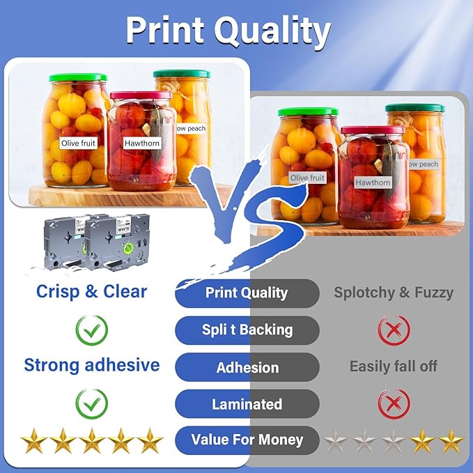 10pack 12mm 0.47'' TZe TZ Tape Laminated White Label Maker Tape Replacement for Brother P Touch Label Tape TZe-231 TZe231 Compatible with Brother PT-D210 PT-D220 PT-H110 PT-D410 PT-P710BT