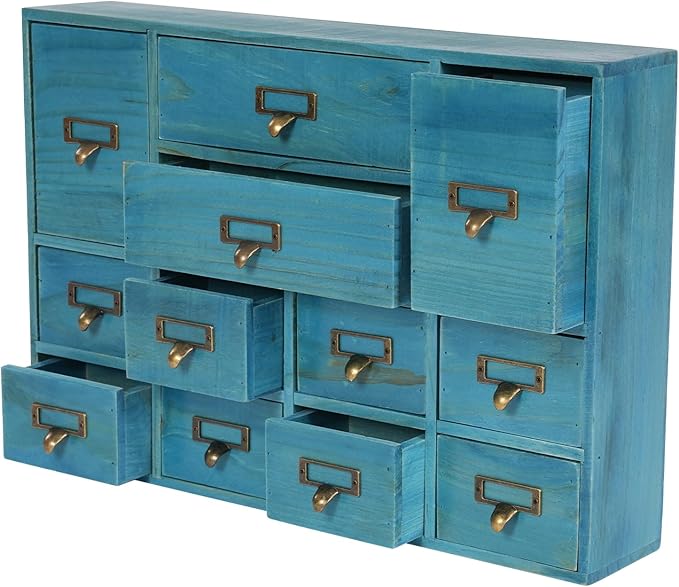 Vintage 12-Drawer Storage Cabinet – Multipurpose Desktop Organizer for Office, Craft & Home