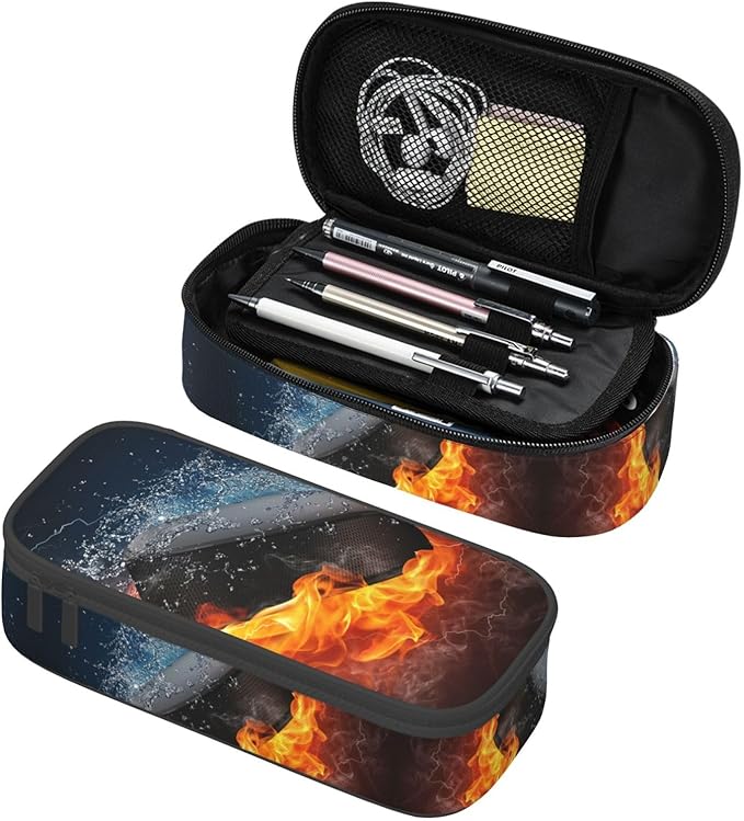 Hockey Sport Pencil Case Big Capacity Storage Pencil Pouch Stationery Bags With Zipper Portable Pen Holder Box Organizer For Boys Girls Teens Student College School Office Supplies