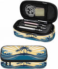 Tropical Beach Pencil Case Organizer Palm Trees Sunlight Blue Stationery Box Makeup Box School Supply for Boy Girl Men Women