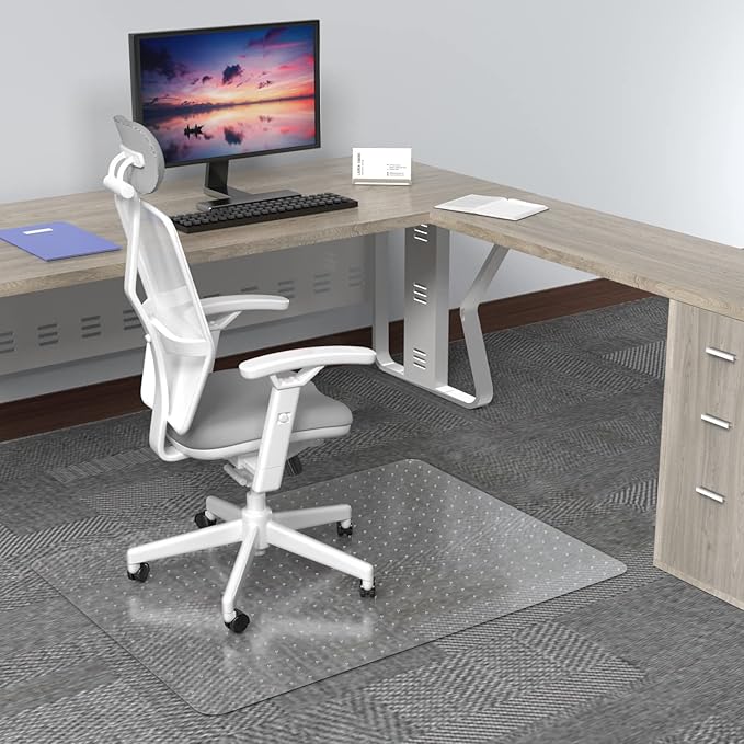 Amyracel Chair Mat for Carpet, 48'' x 36'' Clear Computer Desk Chair Mat for Low Pile Carpeted Floors, Easy Glide Plastic Floor Mat for Office Chair on Carpet Protection