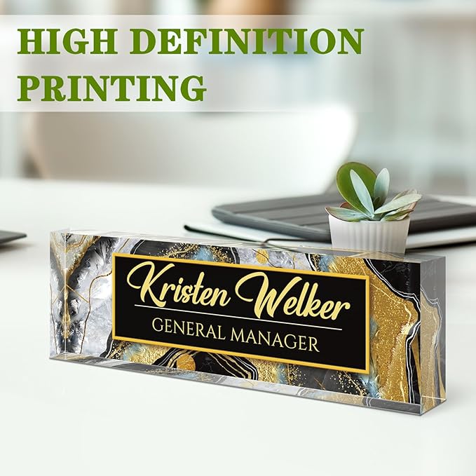 Custom Name Plate for Desk, Desk Name Plate Personalized, Office Decor for Women Men, Acrylic Desktop Accessories, Office Appreciation Gifts for Boss Social Workers Teacher Nurse Employee (Black Coast)